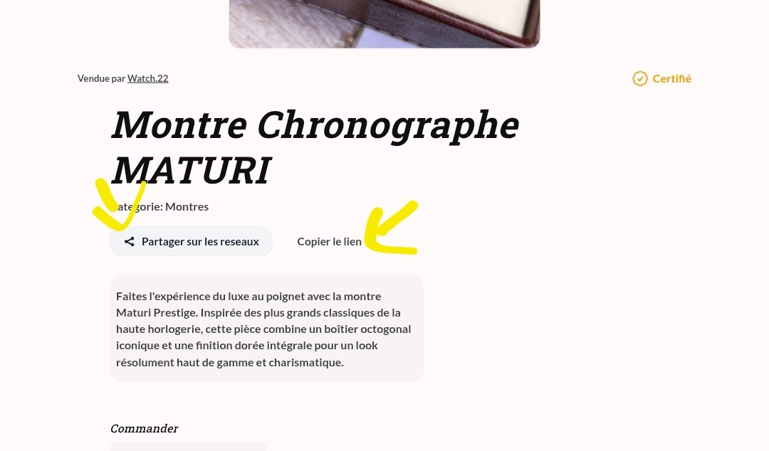 Boutons de partages par produit
