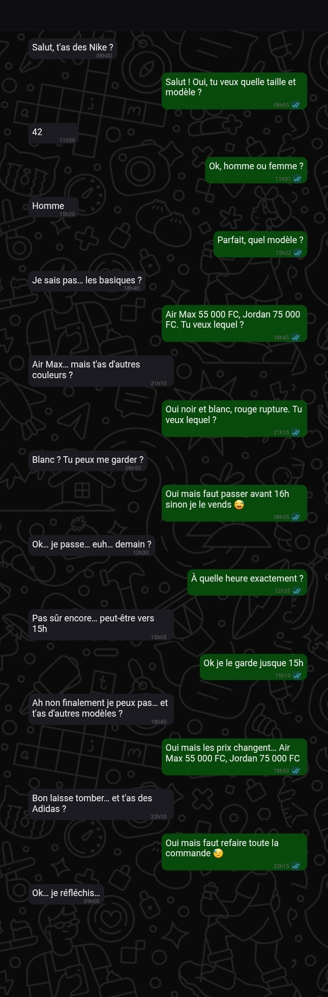 Seller discussing with buyer